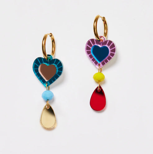 Heart and Bead Earrings