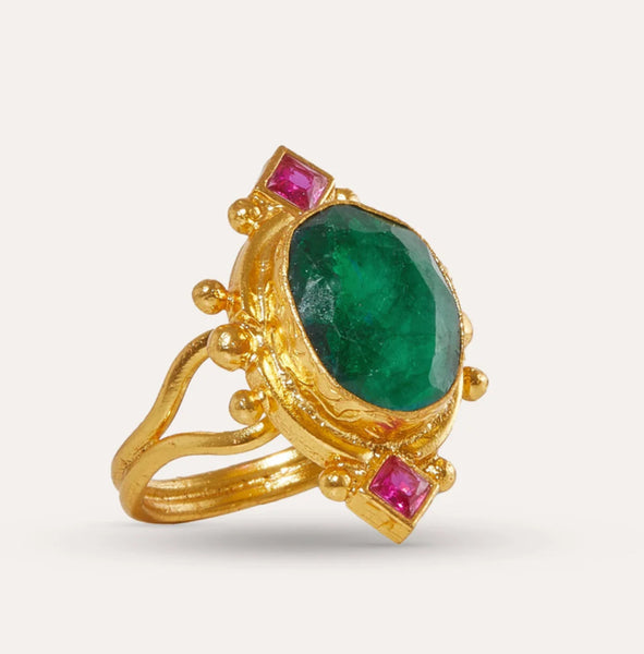 Raina emerald and oink crystal ring