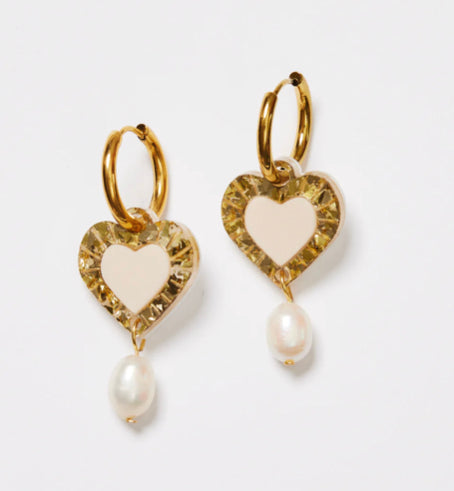 Heart and Bead Earrings