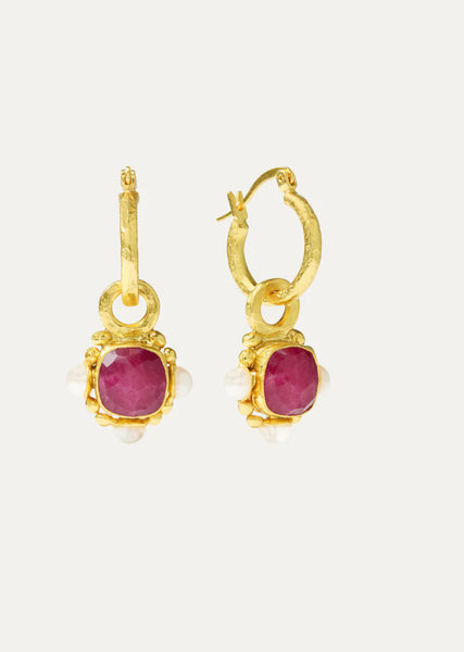 Esther Ruby and Pearl Earrings