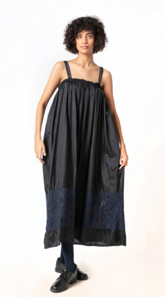 Black with Blue thread Slip Dress